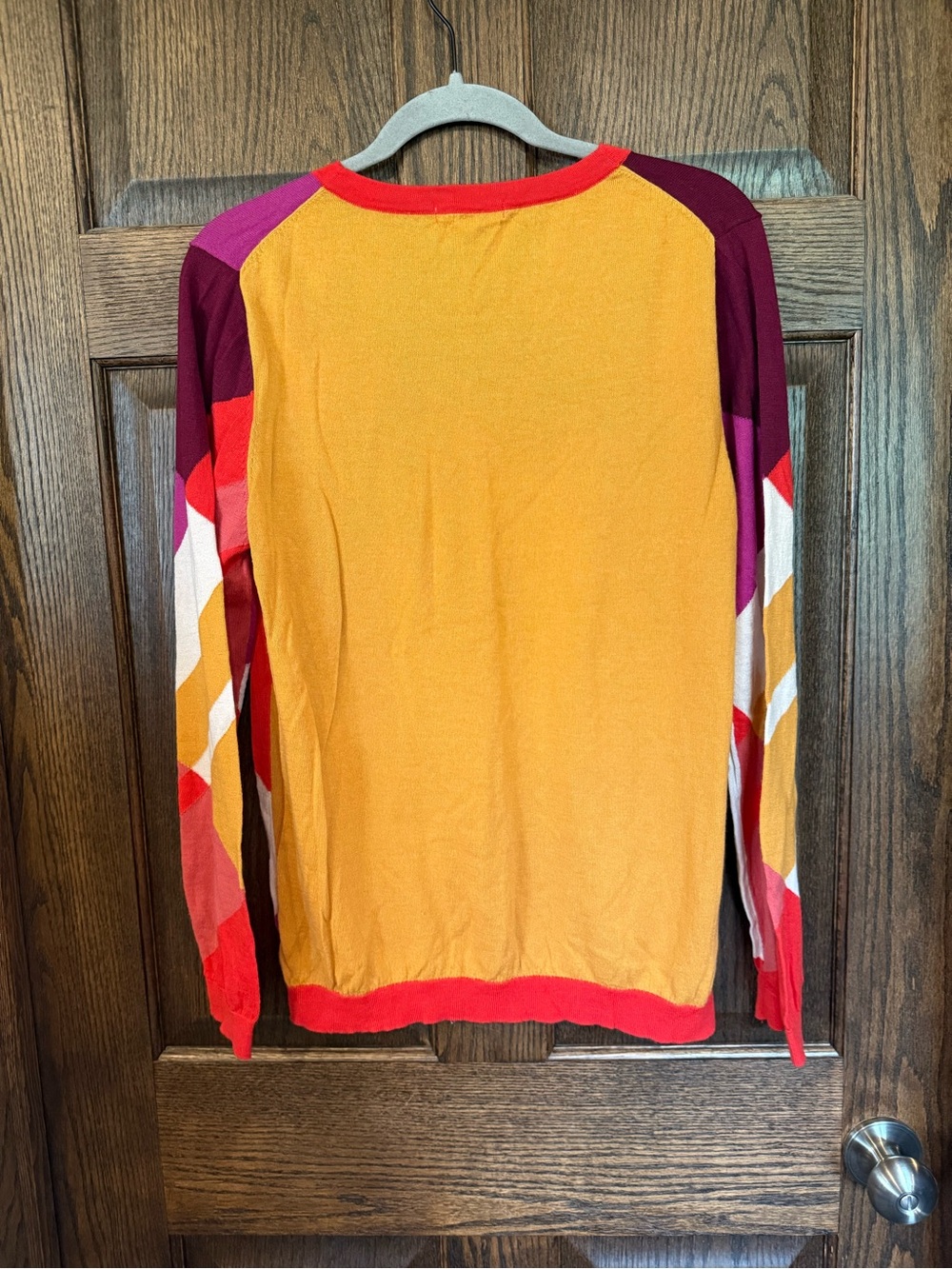 Boden Multicolor Geometric Crewneck Sweater — Red, Pink, Purple, Yellow, White - Picture 10 of 10